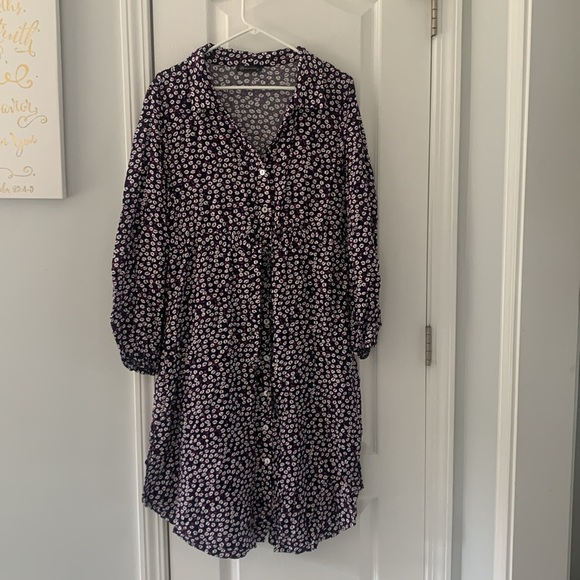 Pretty Garden‎ buttons up tie waist Floral navy white Dress size X-LARGE viscose - Picture 4 of 13